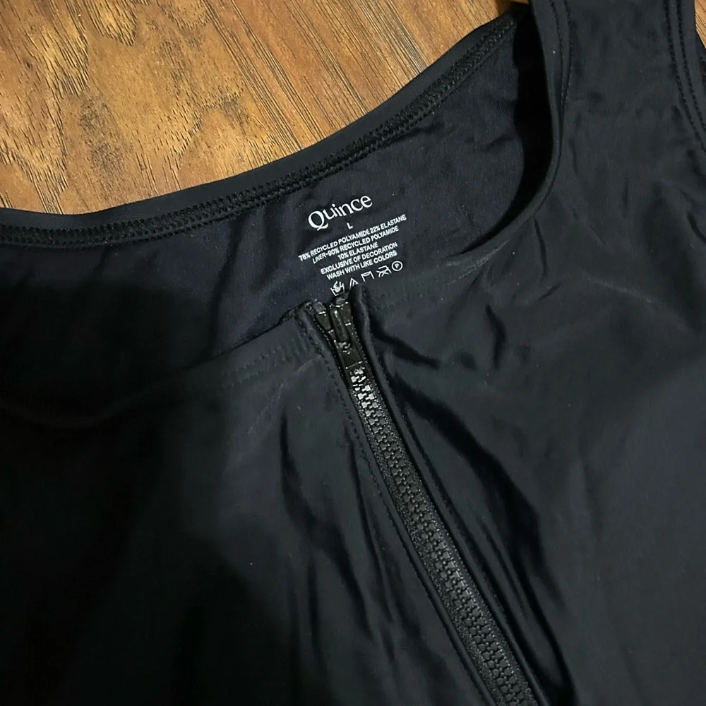 Quince Italian Zip-Front One-Piece Swimsuit in Black Women’s Size Large NWT - Picture 8 of 11